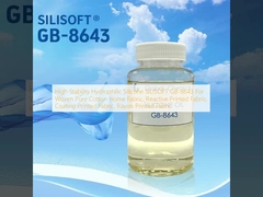 سیلیکون هیدروفیلیک با ثبات بالا SILISOFT GB-8643 برای پارچه های خانگی با پنبه خالص بافت، پارچه های چاپی واکنش پذیر، پارچه های چاپی پوشش، پارچه های چاپی ریمون